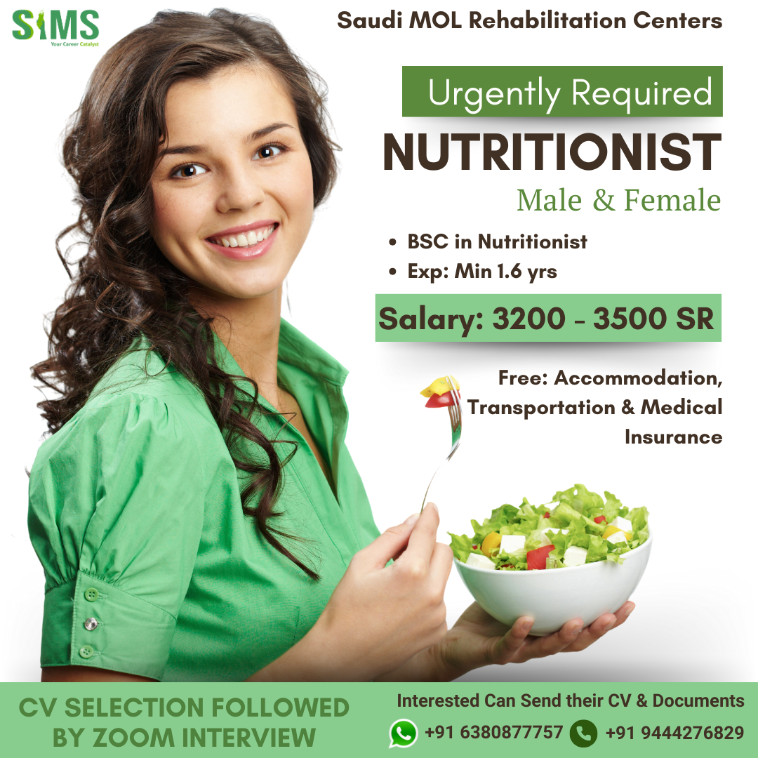 Nutritionist (Male & Female) — Gulf job poster